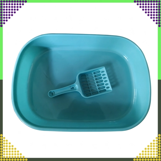 Toilette ouverte pour chat avec pelle 41 × 31 × 9 cm (bleue)