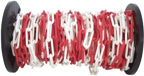 Chaîne d’avertissement en plastique rouge et blanc 25 m