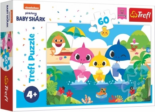 Puzzle Baby Shark – famille de requins en vacances, 60 pièces (33 × 22 cm)