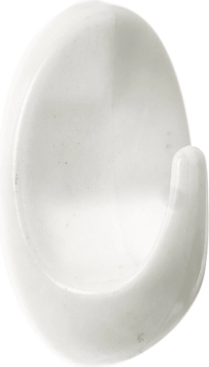Petit crochet ovale en plastique blanc, 1 pc