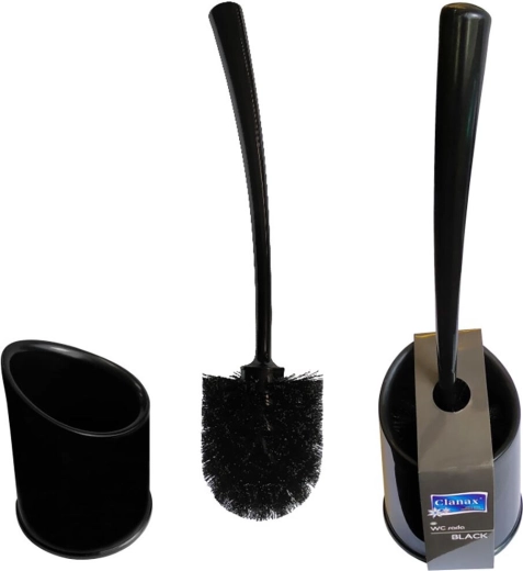 Ensemble WC rond en plastique avec brosse 8 cm – noir