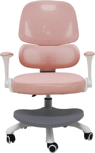 Chaise de bureau ergonomique pivotante pour enfant avec repose-pieds, rose