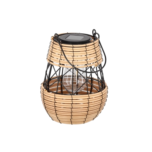 Lanterne solaire en métal noir-beige 23 cm