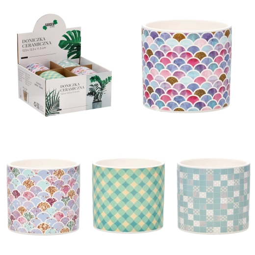 Cache-pot en céramique 12,5 × 12,5 × 11,5 cm – assortiment de motifs