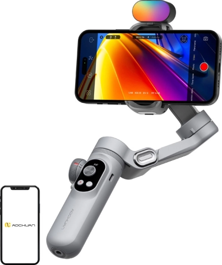 Aochuan Smart X Pro – stabilisateur 3 axes pour smartphone avec lumière RGB (gris)