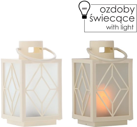 Lampion LED de Noël blanc 11 × 11 × 20,5 cm