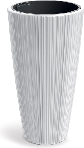Cache-pot ORO 39 cm blanc à rainures verticales
