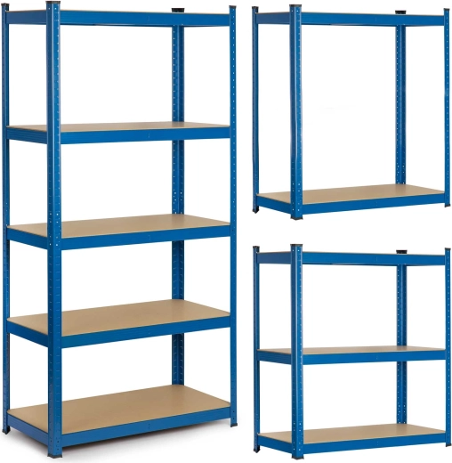 Étagère métallique HUMBERG 180 × 90 × 40 cm, bleu, 5 étagères, charge 875 kg