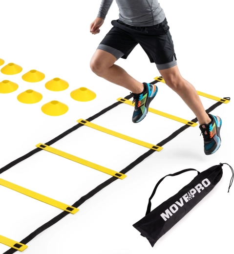 Échelle d’agilité de coordination MOVEPRO 6 m avec lot de cônes et sac de transport