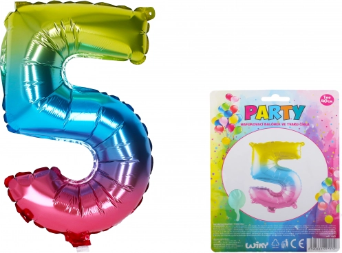 Ballon Gonflable en Forme de Chiffre 5 Arc-en-Ciel