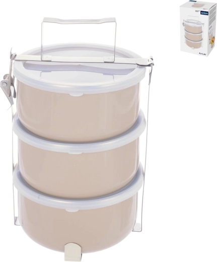 Porte-repas émaillé avec 3 boîtes de 1,4 l et couvercles en plastique