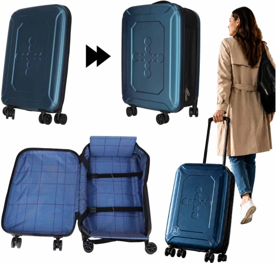 Valise de voyage pliable à roulettes 45 l, bleue