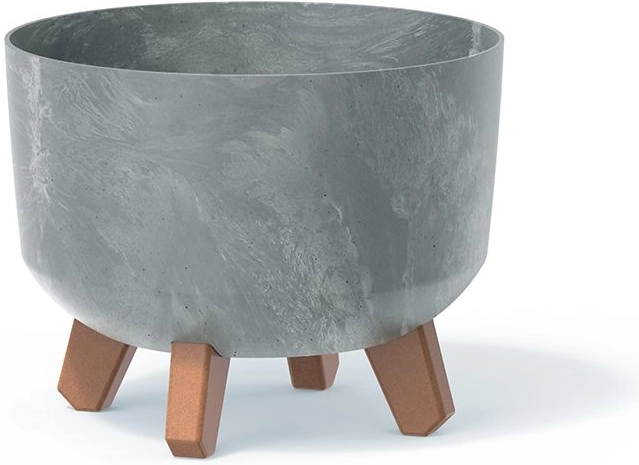 Cache-pot effet béton sur pieds 20 cm, gris