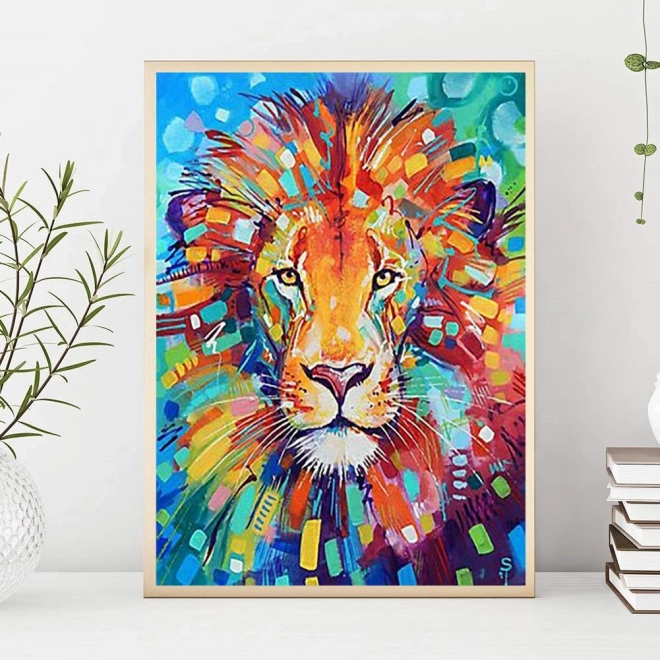 Broderie diamant/ Peinture 5D/ Mosaïque diamant/ Peinture diamant - lion multicolore, taille 40x50 cm