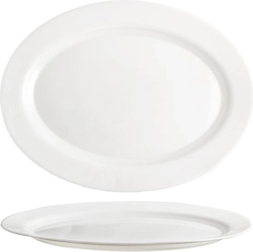 Assiette ovale Elba en verre opalin 36 cm