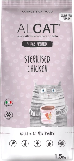 Alcat stérilisé croquettes au poulet pour chats castrés – poulet 1,5 kg