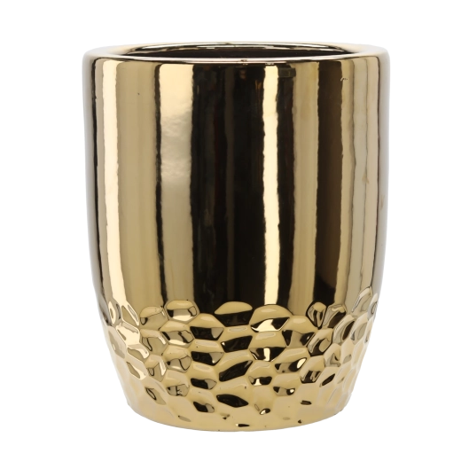 Cache-pot en céramique doré 31,5 × 31,5 × 38,5 cm