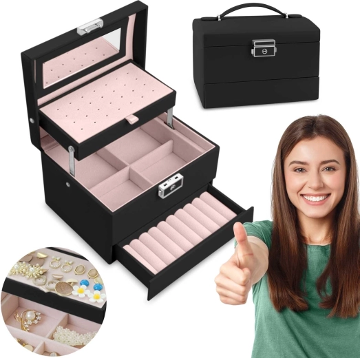 Boîte à bijoux Massido MS-704 noire