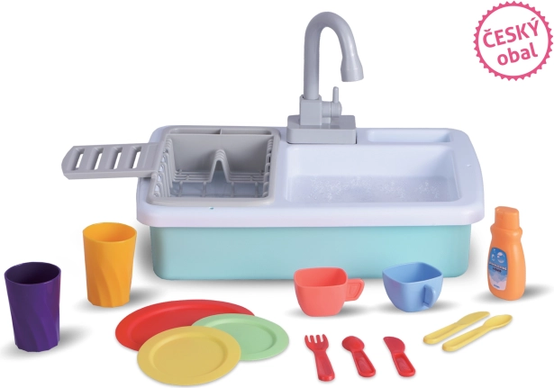 Évier de cuisine pour enfants avec eau courante et accessoires 40 cm