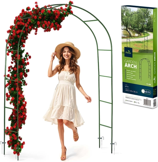 Pergola arquée de jardin 240 cm – vert foncé, acier avec revêtement par poudre