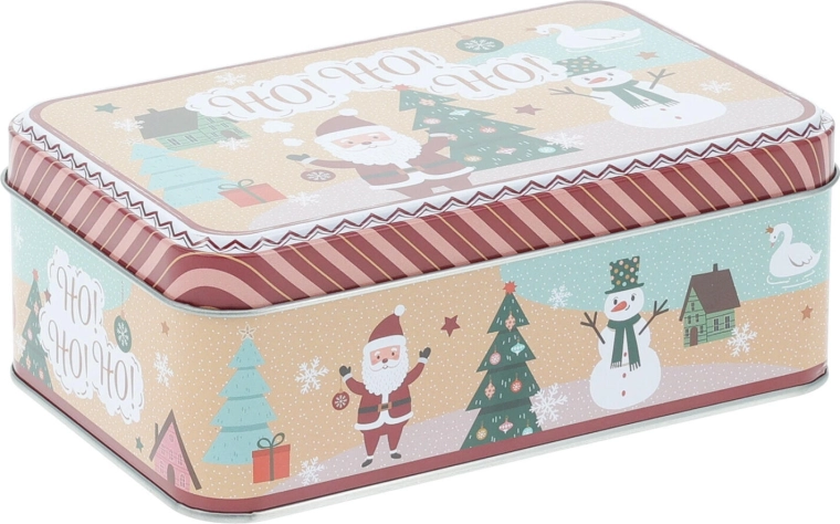 Boîte métallique de Noël rectangulaire 16 × 11 × 5,6 cm
