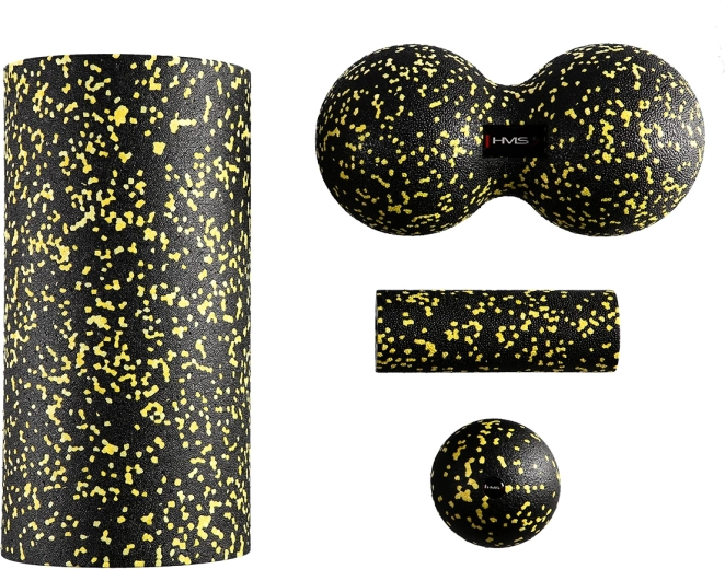 Kit de massage HMS pour libération myofasciale, noir‑jaune