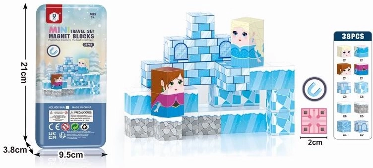 Cubes magnétiques Kraina Śniegu – jeu de construction 38 pièces, 2 cm