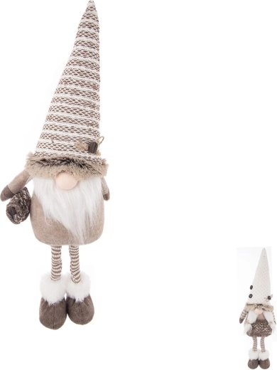 Gnome en polyester avec éclairage LED, marron 52 cm