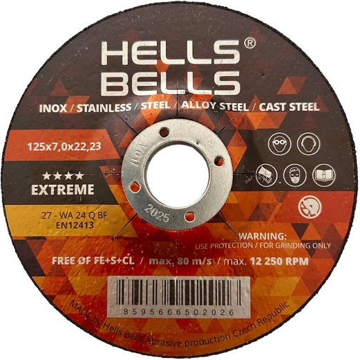 Meule à ébarber pour acier 125 × 7 × 22,2 mm