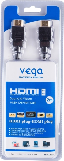 Câble HDMI Vega 2 m avec prise en charge 4K, 3D et Ethernet