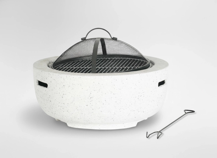 Brasero de jardin avec couvercle et tisonnier 60 × 60 × 42 cm