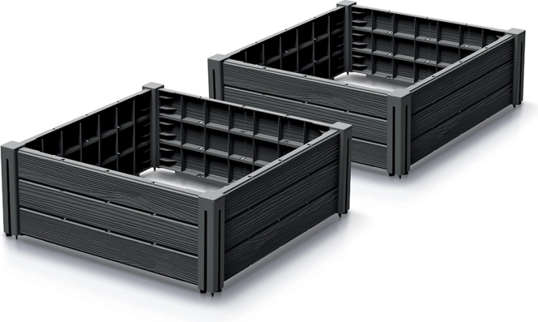 Ensemble de bacs de culture surélevés BASEPLANT, 2 pièces, 61,8 × 61,8 × 23 cm, anthracite