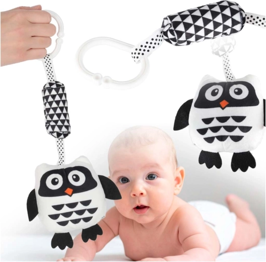 Hochet pendentif contrasté en forme de chouette pour bébés