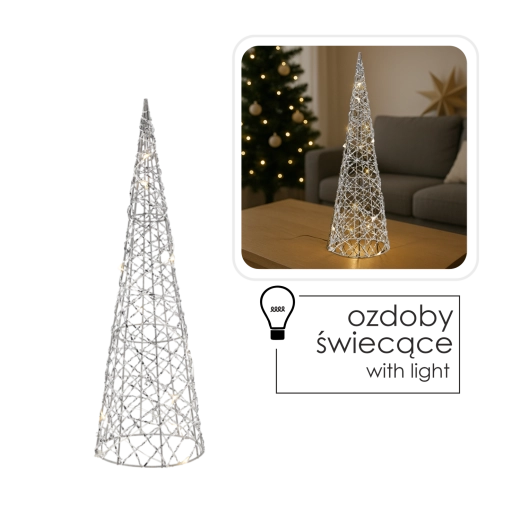 Sapin de Noël LED conique argenté 40 cm