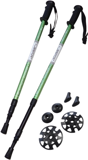 Bâtons de trekking télescopiques Kubisport avec antichoc, verts (1 paire)