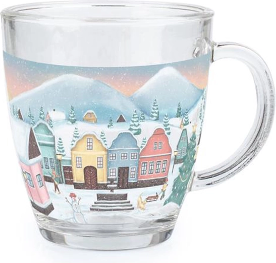 Mug en verre Toro 350 ml avec motif de village de Noël