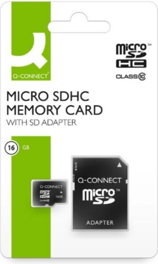 Carte mémoire Q-Connect microSDHC 16 Go avec adaptateur SD