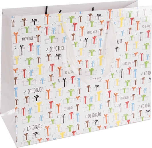 Sac cadeau en papier « Qu’est-ce que ça va être » 32 × 12 × 26 cm