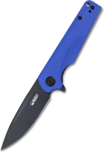 Kubey Wolverine KU233F couteau de poche 7,4 cm, Dark Stonewash, G10 bleu avec clip