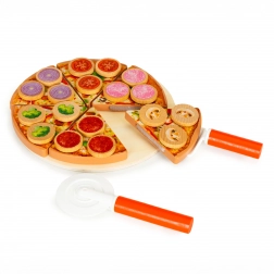 Pizza en bois à découper avec velcro pour enfants, 27 éléments