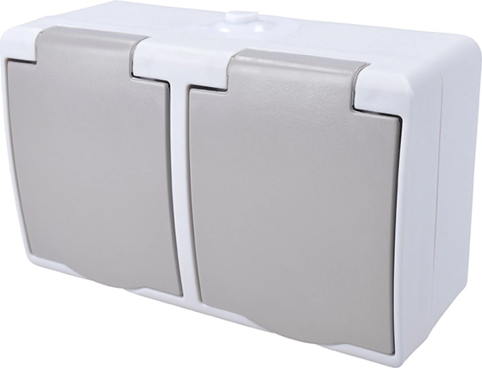Solight double prise étanche IP54 grise