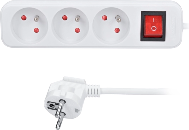 Rallonge Solight 1,5 m avec interrupteur, 3 prises, blanche