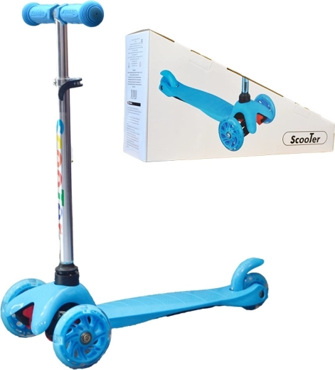Trottinette tricycle pour enfants avec roue lumineuse – bleu