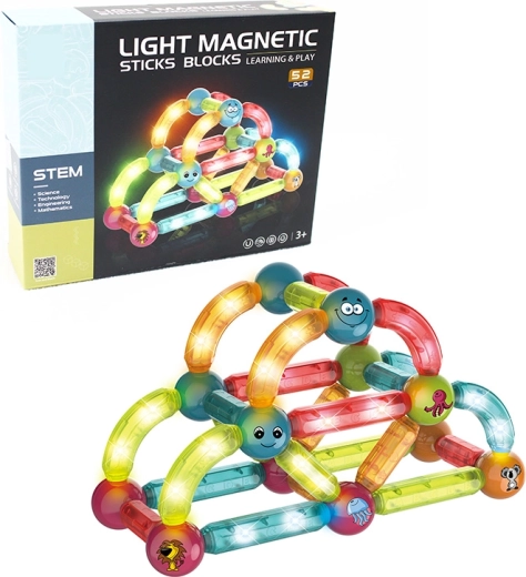 Jeu de construction magnétique lumineux 52 pcs