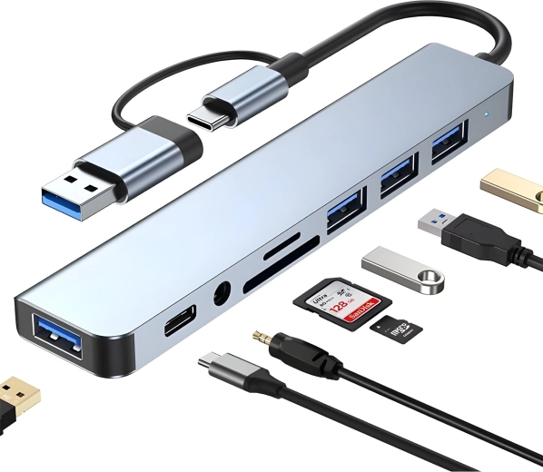 Hub USB-C 8-en-1 avec LAN, 4K et Power Delivery
