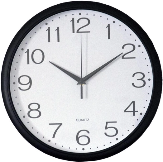 Horloge murale 30 cm – cadre noir, cadran blanc, fonctionnement silencieux