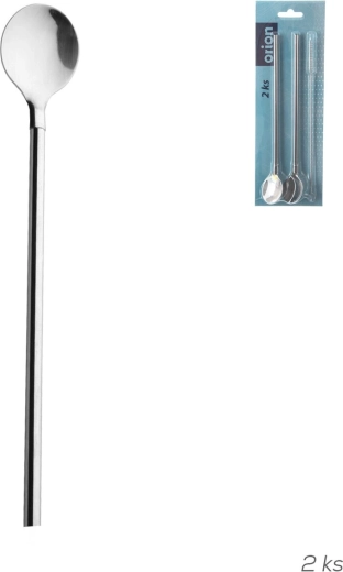 Cuillère à cocktail en acier inoxydable avec paille, 2 pcs + brosse de nettoyage