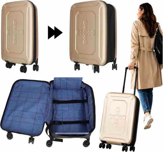 Valise de voyage pliable à roulettes 45 l champagne