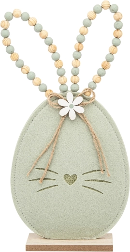 Figurine décorative en feutre lapin avec perles vertes 32 cm