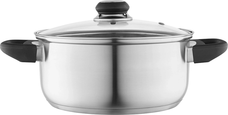 Altom Design casserole en acier inoxydable Emilio 3,2 l / 22 cm avec couvercle en verre